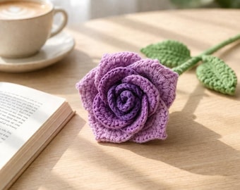 Gehaakte rozenbloem, handgemaakte gebreide roos Cadeau voor moeder, Moederdagcadeau, Forever Flower, romantische roos decor, cadeau voor haar