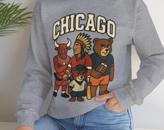 Chicago Sport-Sweatshirt Retro Chicago Team Mashup Sweatshirt Vintage Windy City Fan Sweatshirt Chicago Geschenk für Ihn Sie