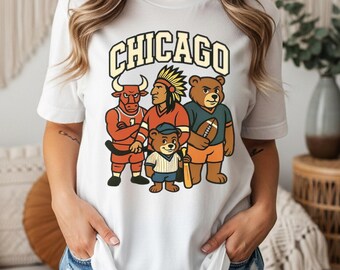 Chicago Sport T-Shirt Retro Chicago Team Mashup Tee Vintage Windy City Fan Shirt Chicago Geschenk für Ihn Sie