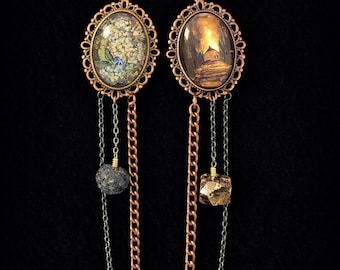 Vintage gotycki wisiorek do torebki, skała wulkaniczna, akcent artystyczny