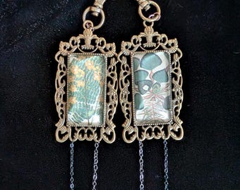 Zawieszka do torebki w stylu vintage z motywem botanicznym, antyczny brązowy dodatek do torebki