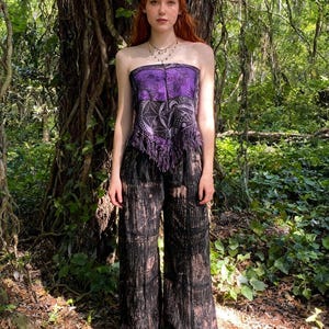 Handmade Boho Set: Cotton Crop Top & Wide-Leg Pants