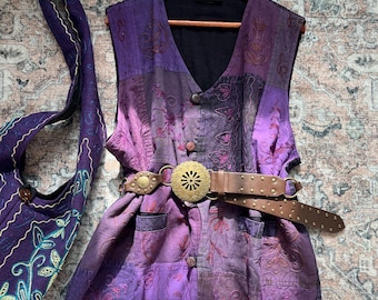 Handmade Patchwork Cotton Vest, Distressed Boho Festival Wear