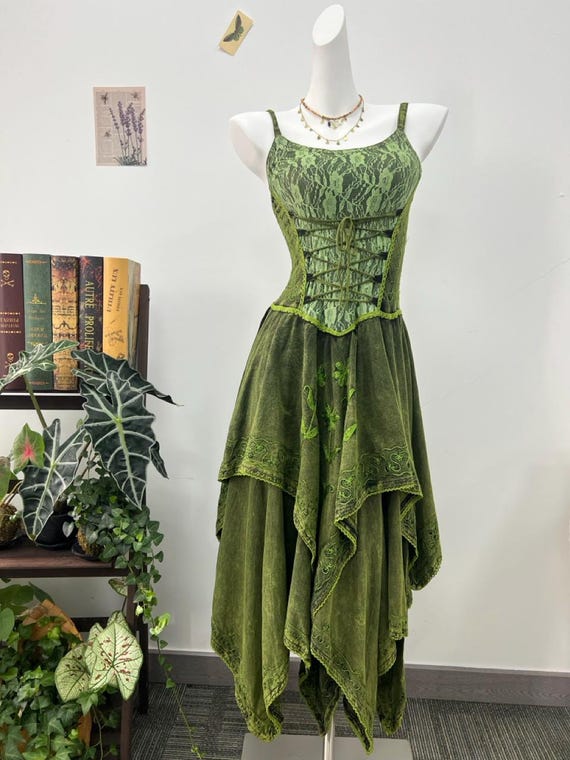 slim fit dress slacks Rain Smocked Midi Dress in Green