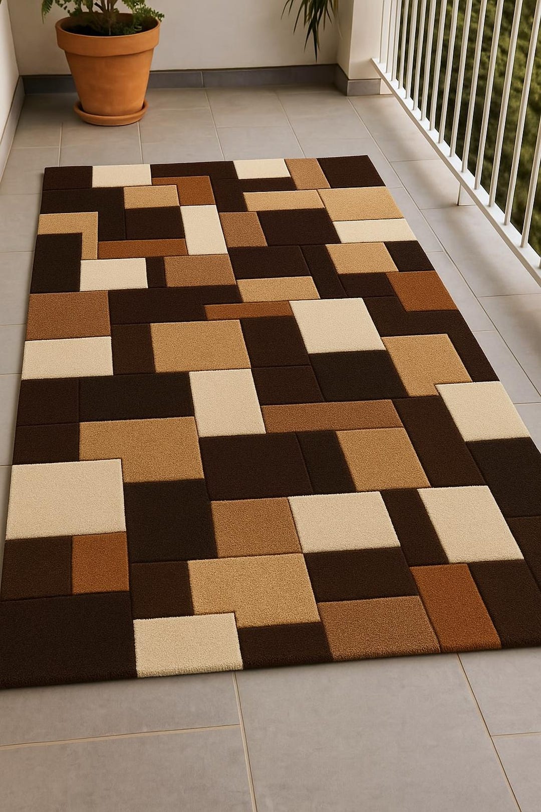 Geometric Block Pattern Rug – Mid Century Modern 3D Illusion - Etsy