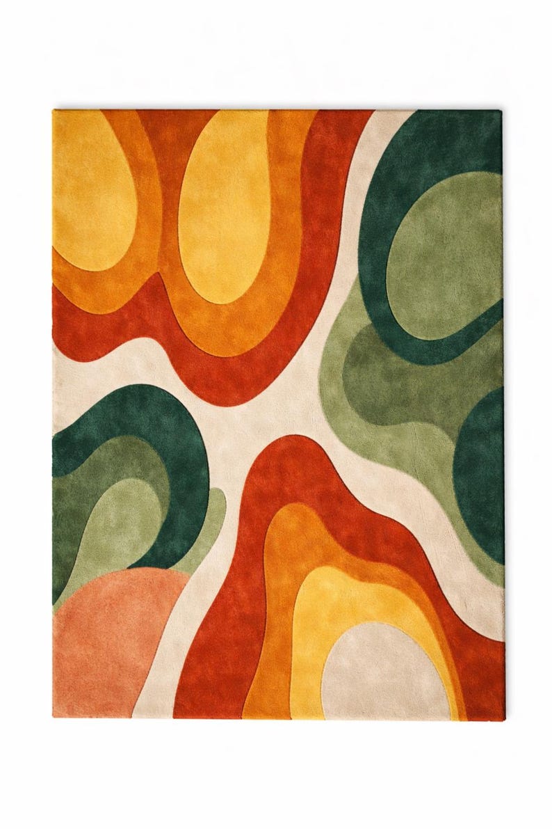 Hand Tufted Rugs Abstract Modern Area Rug, Handmade Wool Rug Mid ...