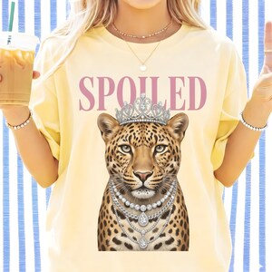 Spoiled Leopard Queen PNG, Jeweled Crown, Diamond Necklace, Cheetah Crown Jewels Sublimation Design (Digital Download)
