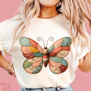 Patchwork Butterfly PNG, Retro Butterfly Png, Trendy Png, T-Shirt Design, Sweatshirt Png, Instant Download Png, DTF, Sublimation Design Png