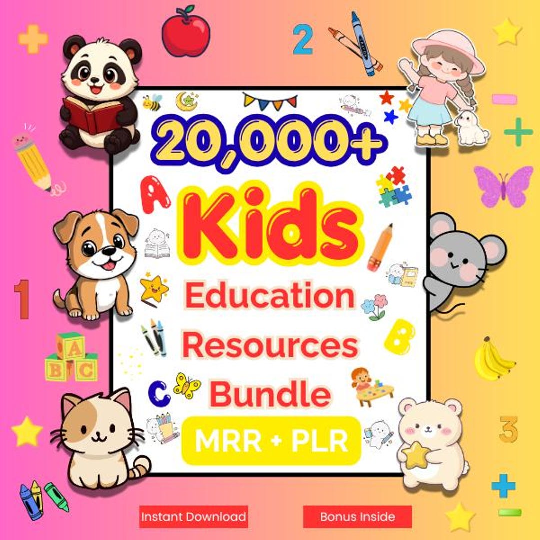 20,000+ Kids Learning Activities Bundle PLR MRR | Preschool Worksheets ...