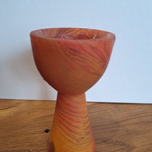 Eierbecher, Pate de Verre Technik, Sammlerstück, Unikat, Liebhaberstück Orange/Rot