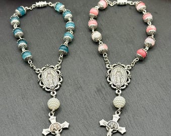 Handmade Car Rosary – Natural Stone Beads, Miraculous Medal, Detailed Crucifix
