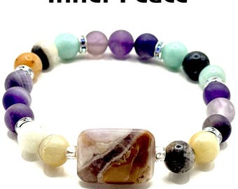 Find Your Inner Peace – Handmade Amazonite & Amethyst Bracelet