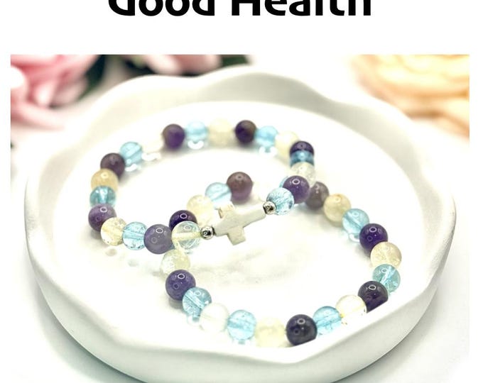 Good Health Gemstone Bracelet: Citrine, Amethyst & Blue Quartz