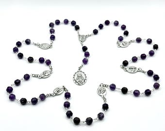 Catholic Amethyst Rosary Chaplet, Our Lady of Seven Sorrows (8mm Beads)