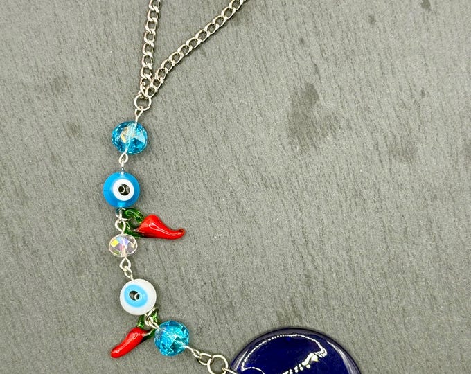 Malocchio Evil Eye Charm, Glass Car Decor (Rearview Mirror Hanging)