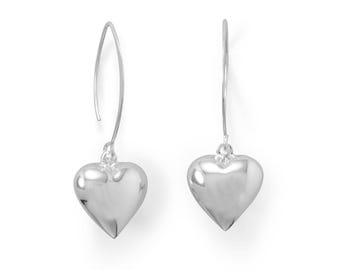 Puffy Heart Wire Earrings