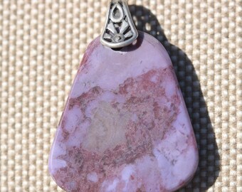 Natural Jade Pendant, purple Turkish, free-form, brass bail 86ct