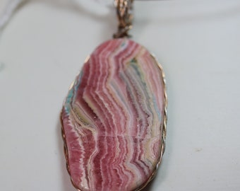 Natural Rhodochrosite Pendant BN Sparkle wire wrap 102ct