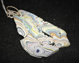 Fordite Pendant, yellow pink white gray black purple, "From Beyond", silver Sparkle Coiled bail 22.5ct