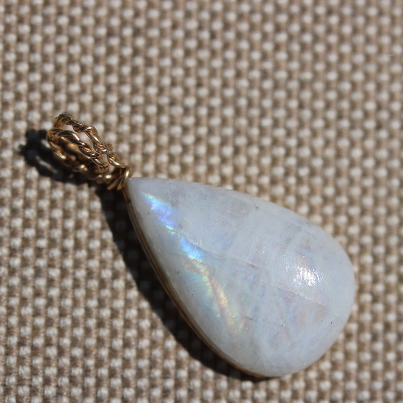 golden sheen Moonstone pendant gold wire wrap 40ct