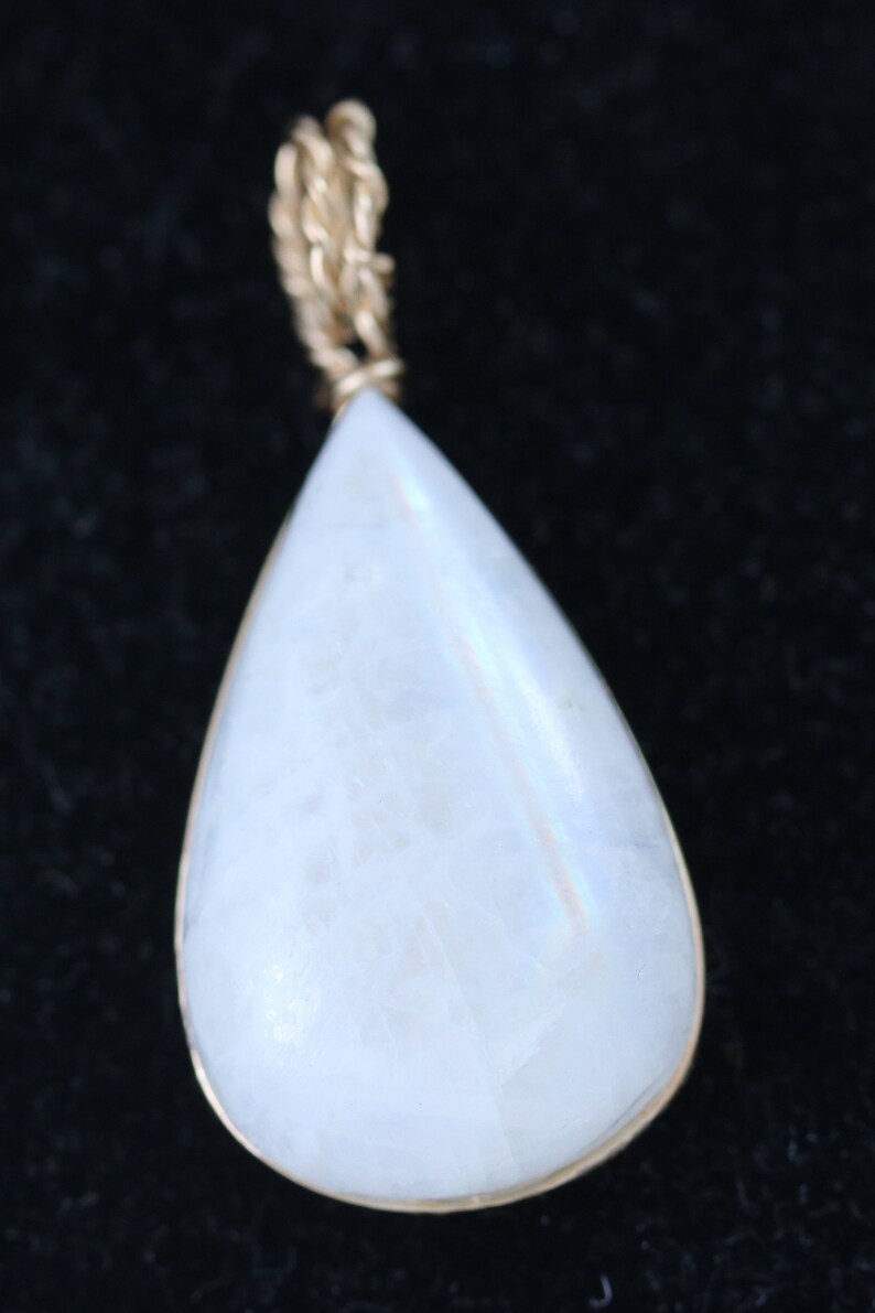 golden sheen Moonstone pendant gold wire wrap 40ct