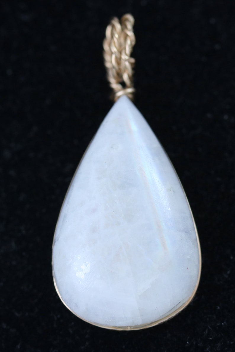 golden sheen Moonstone pendant gold wire wrap 40ct