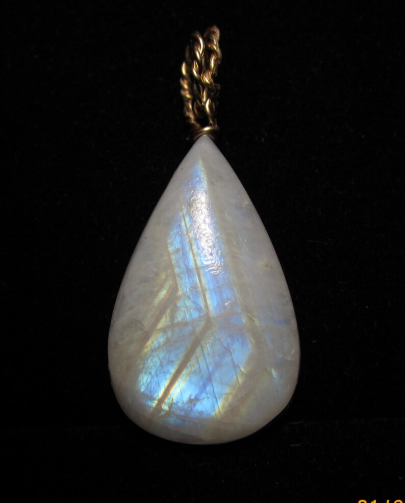 golden sheen Moonstone pendant gold wire wrap 40ct
