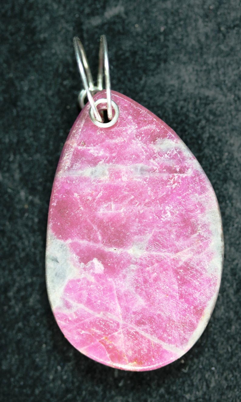 pink gray Sapphire in Feldspar pendant silver twirl bail 67ct
