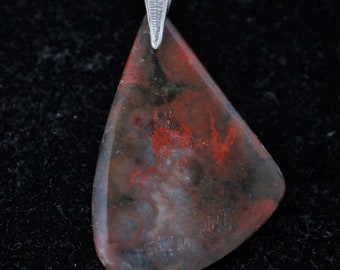 Bloodstone Pendant, red black green, silver bail 24ct