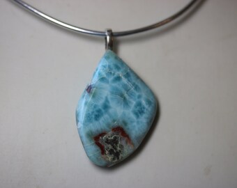 Brilliant Larimar Pendant 79ct Pewter Bail