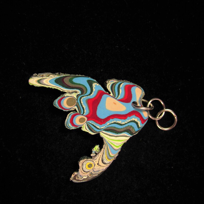 Fordite pendant silver jump bail 20ct; Fordite is dried paint from the plant spray paint booth yellow brown light blue red aqua