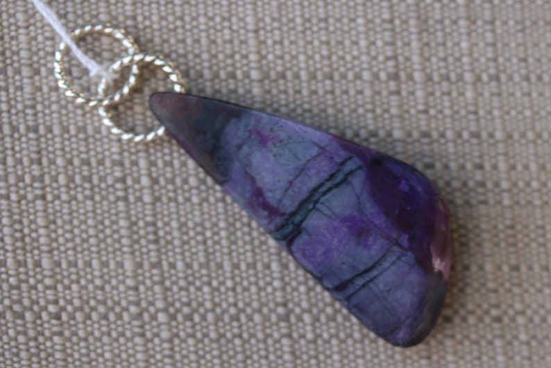 Sugilite Pendant, purple lavender, silver Sparkle jumps bail 48ct: African Jewelry from the Kalahari Desert of South Africa image 3