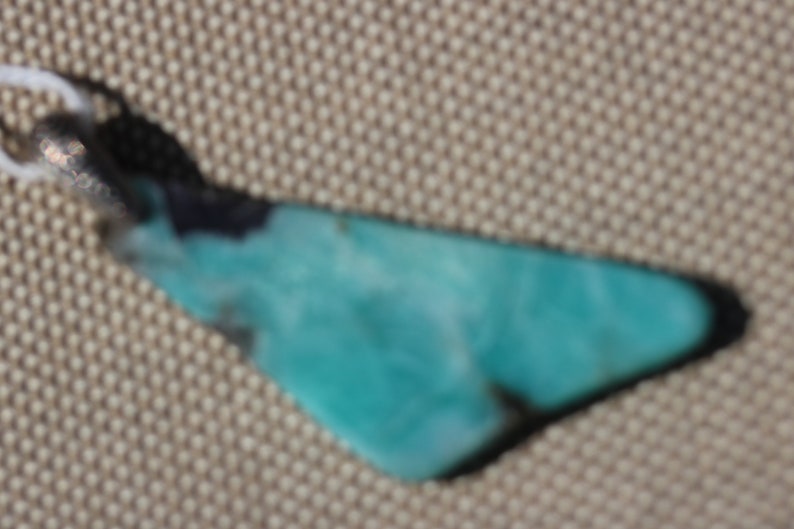 Natural Amazonite Pendant Necklace from Colorado; Amazonite comes from Colorado near Pike/'s Peak pewter bail 64ct aqua white black