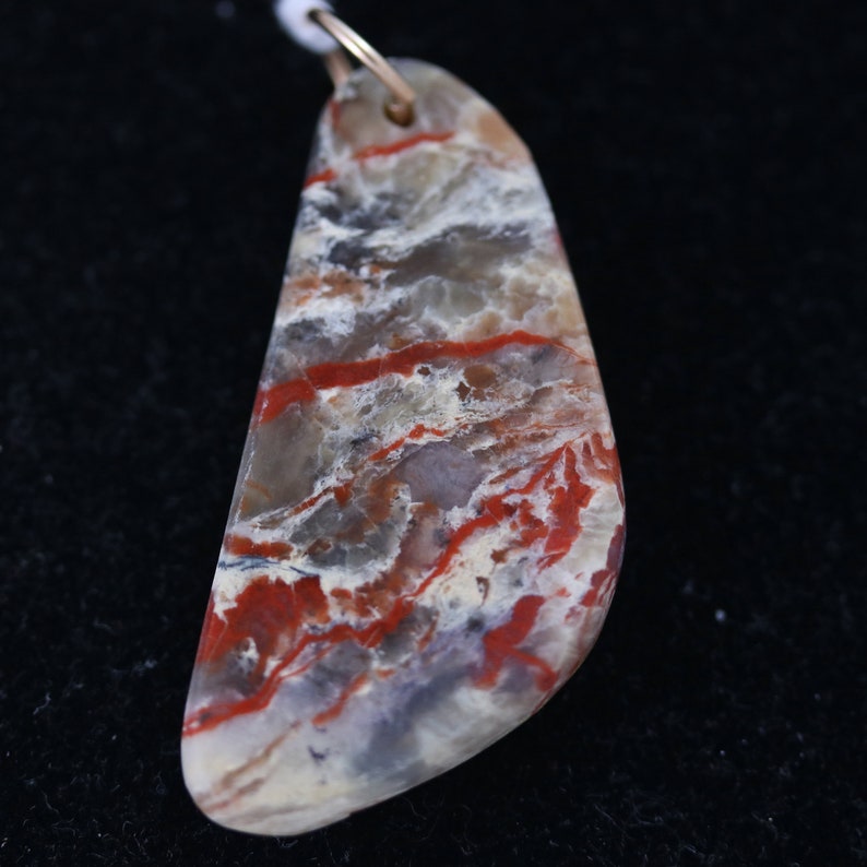 Natural Coprolite Pendant red-brown tan gray bronze jump bail 49ct; Fossilized Dinosaur Dung