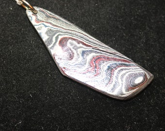 Fordite Pendant, maroon black silver, silver-colored jump bail 25ct; Fordite is dried paint from the plant spray paint booth