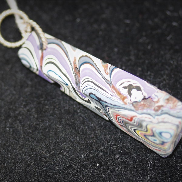 Fordite Pendant, many colors, silver Sparkle jumps bail 15.5ct