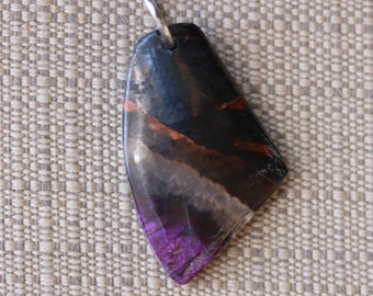 Natural Sugilite Pendant, purple, "Clearly a Chopper", stainless jump bail 25ct: African Jewelry from the Kalahari Desert of South Africa