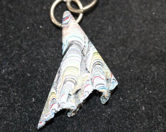 Fordite Pendant, white gray yellow pink, silver jumps bail 16ct; Fordite is dried paint from the plant spray paint booth