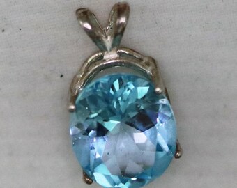 Topaz December Birthstone Pendant, ice blue, silver bezel 10.5ct