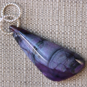 Sugilite Pendant, purple lavender, silver Sparkle jumps bail 48ct: African Jewelry from the Kalahari Desert of South Africa image 1