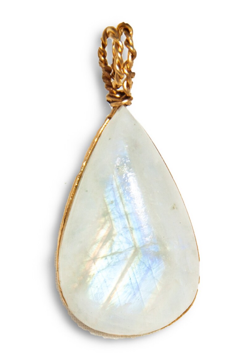 golden sheen Moonstone pendant gold wire wrap 40ct