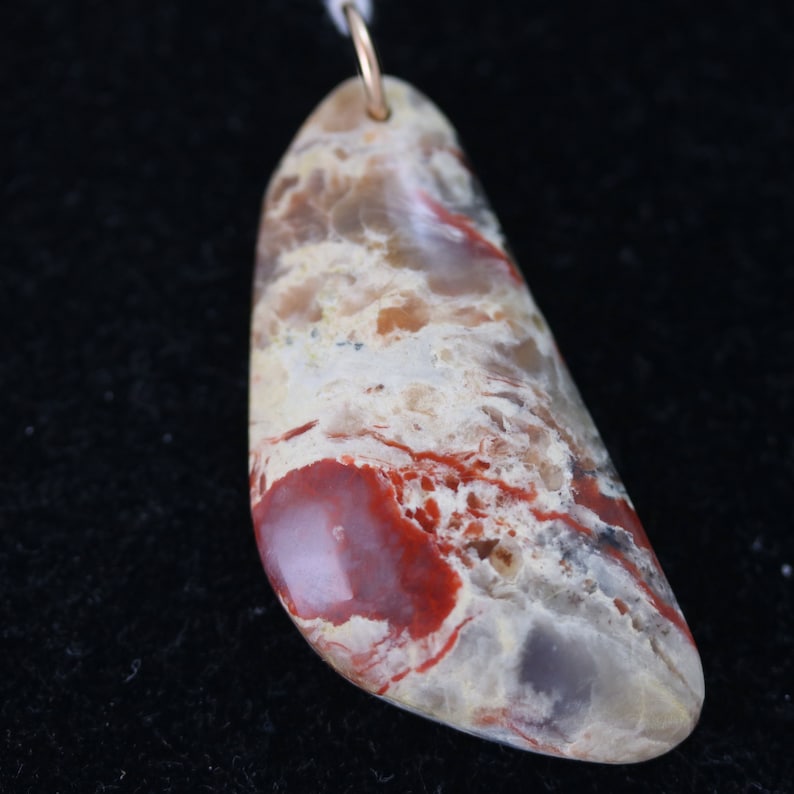 Natural Coprolite Pendant red-brown tan gray bronze jump bail 49ct; Fossilized Dinosaur Dung