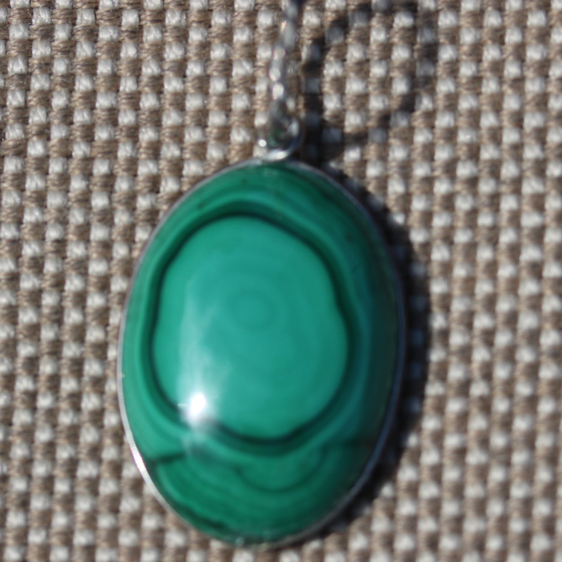 Malachite Pendant Light Dark Green Silver Wire Wrap Bail 37ct