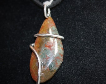 Natural Coprolite Pendant bold wire wrap 65ct