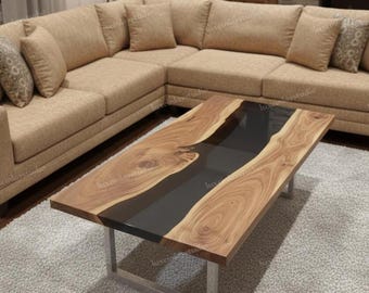 Handmade Live Edge Epoxy Resin Dining Table | Custom Wood River Table