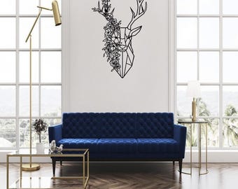 Floral Deer Wall Art SVG – Geometric Flower Deer for Laser Cutting