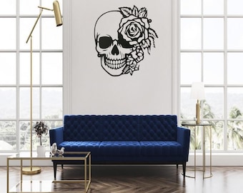 Floral Skull Wall Art SVG – Elegant Laser Cut Skull for Metal & MDF Decor