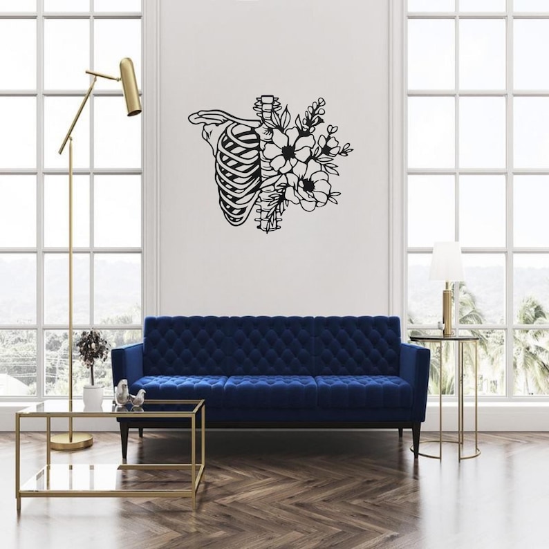 Gothic Floral Rib Cage Metal Wall Art: Laser Cut Design (digital ...