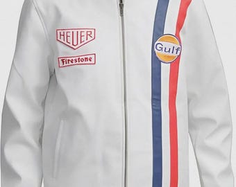 Handmade Customized Men's Vintage Racing Leather Jacket – Gulf