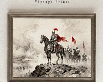 Vintage Fantasy Knight Print, Classic Dark Fantasy Wall Art (Digital Download)